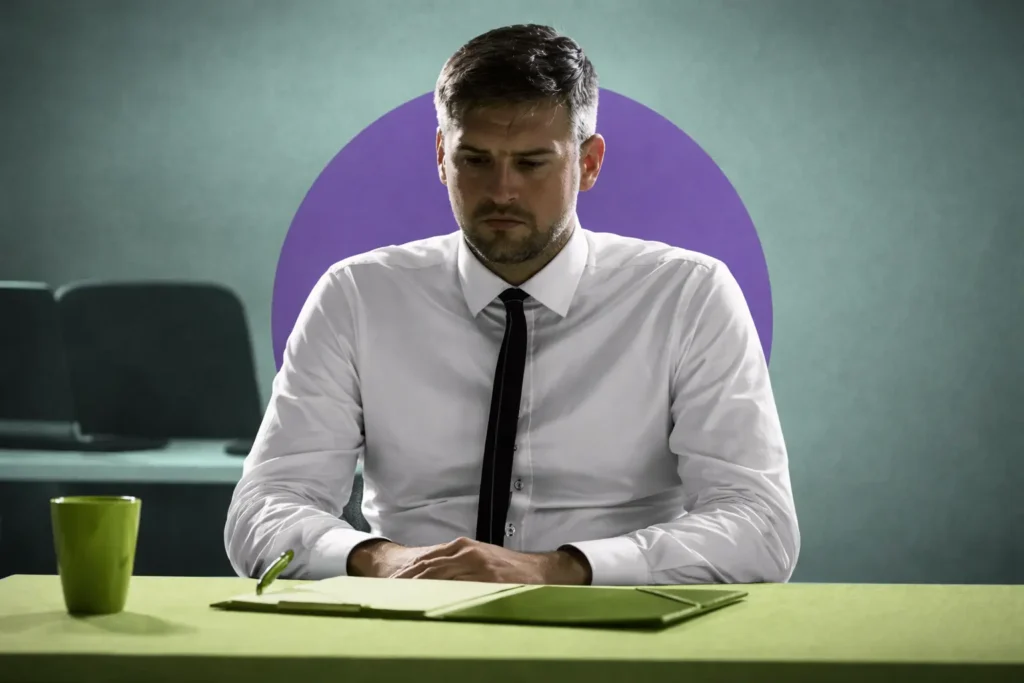 Comercial B2B desmotivado reflejando problemas de ventas y falta de resultados en equipos comerciales tradicionales